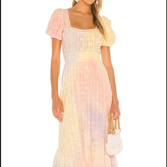 LoveShackFancy Begonia Multicolored long Dress Med - Picture 3 of 5